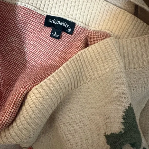 Cardigan Sweater strawberries women’s large originality long sleeve boxy - Picture 5 of 6